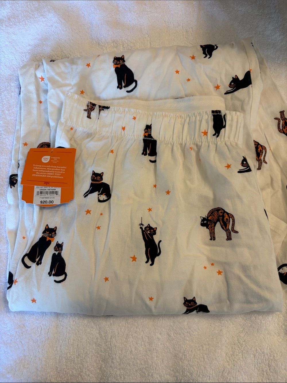 Adult White Cat Print Pajama pants - Cozy Cotton Sleepwear